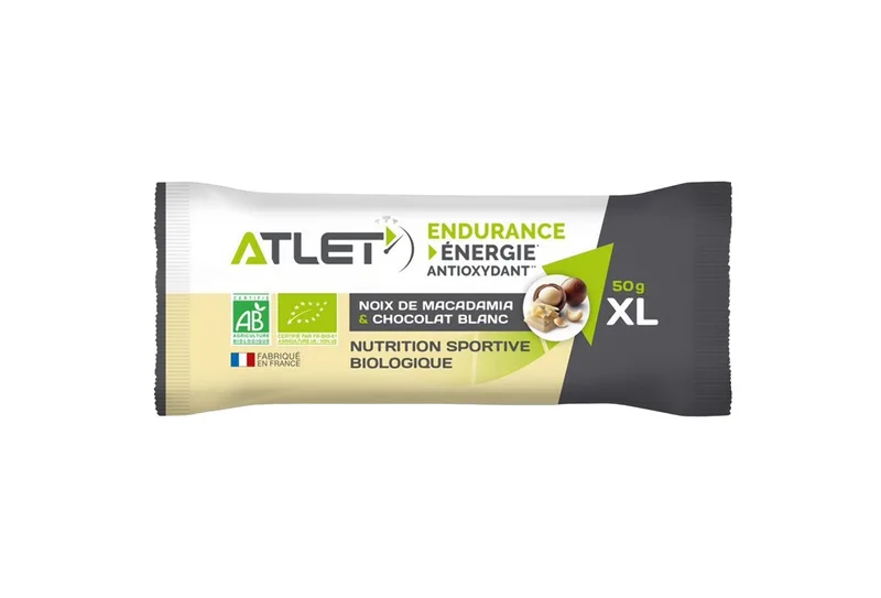 Atlet Barre Énergétique Biologique 50 g Noix de macadamia et Chocolat blanc