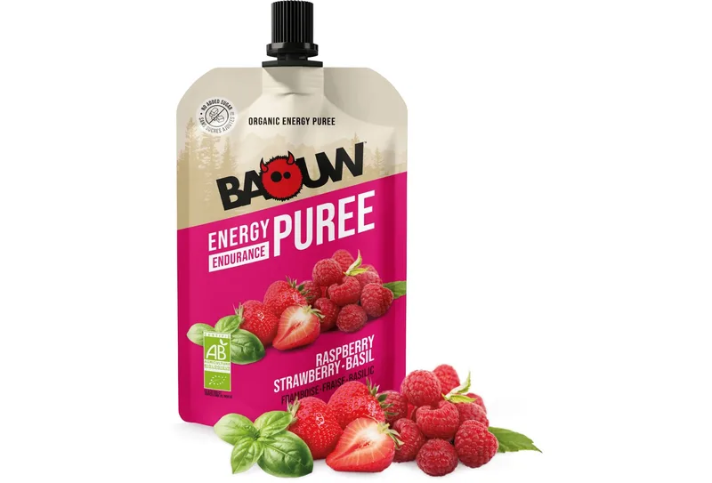Baouw Purée nutritionnelle bio - Framboise - Fraise - Basilic