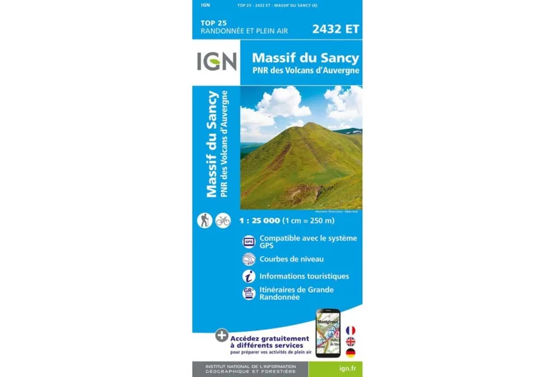 Carte IGN Massif du Sancy 2432ET