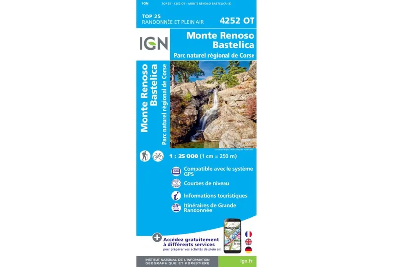 Carte IGN Monte Renoso Bastelica 4252OT